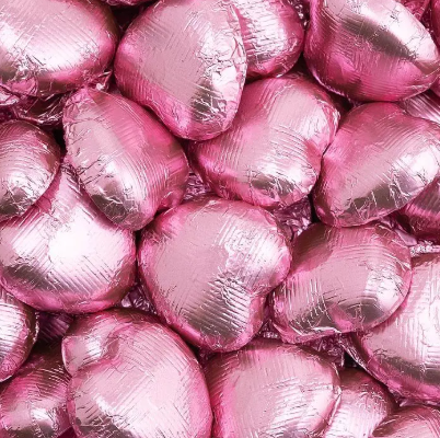 Pink Foiled Chocolate Hearts