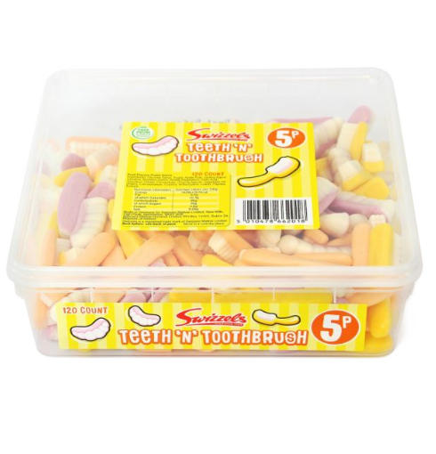 Swizzels Teeth N Toothbrush 120 Pieces Tub