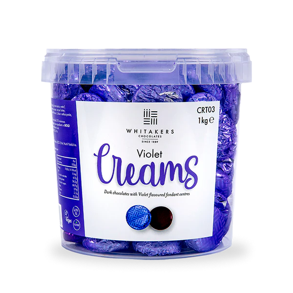 Whitakers Dark Chocolate Violet Creams Tub 1kg