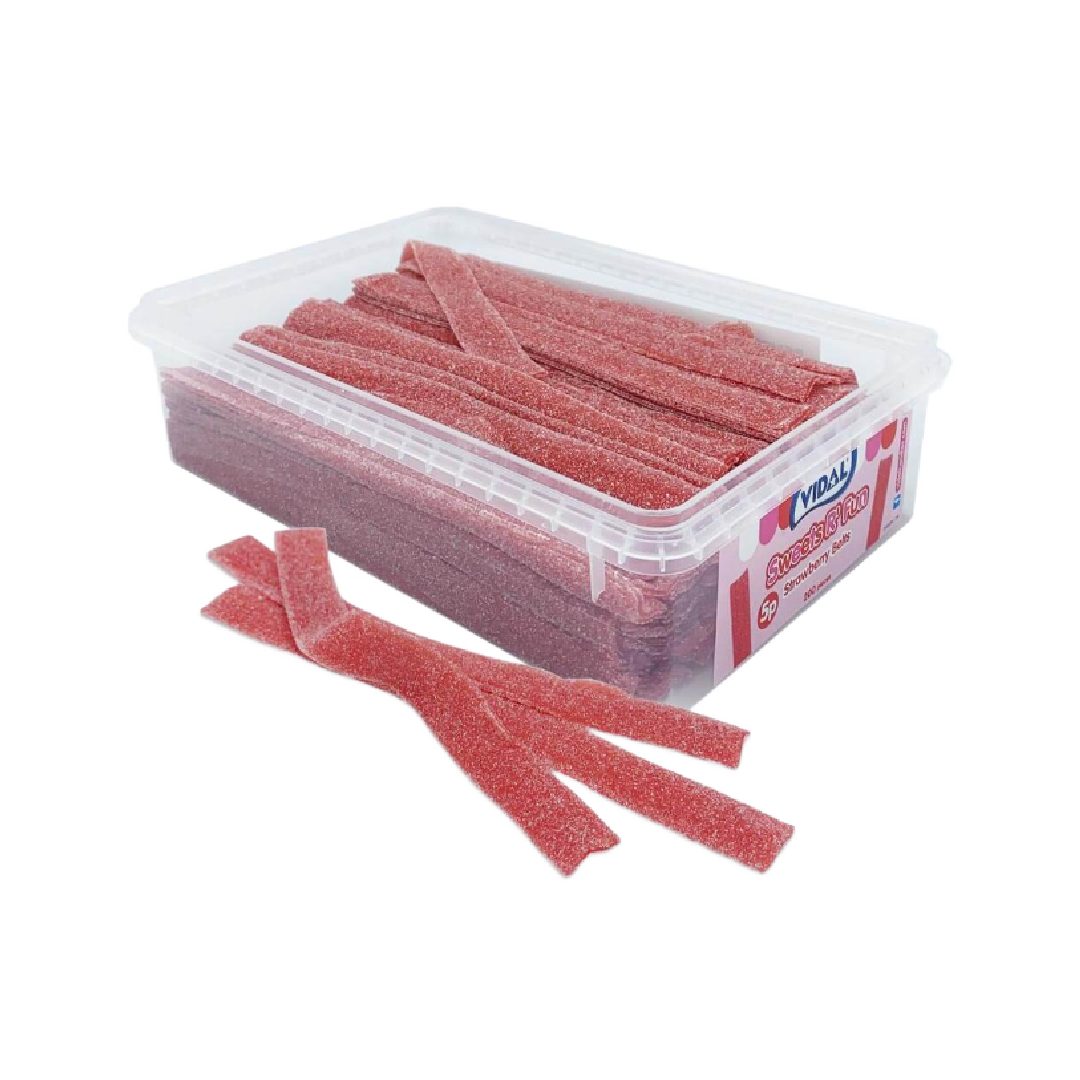 Vidal Fizzy Strawberry Belts Tub 1.3kg