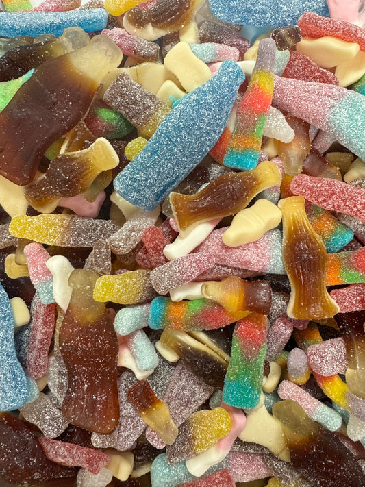 Fizzy & Gummy Bottle Sweets Pizza Box