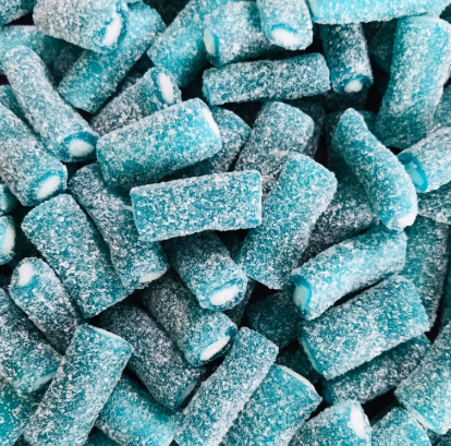 Fizzy Blue Raspberry Pencil Bites – Occasionally Sweet