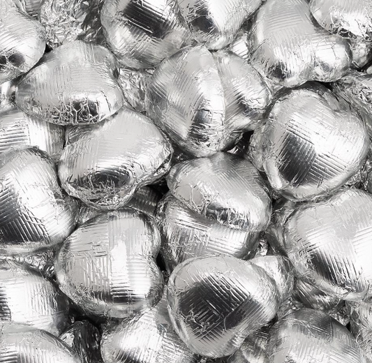 Silver Foiled Chocolate Hearts