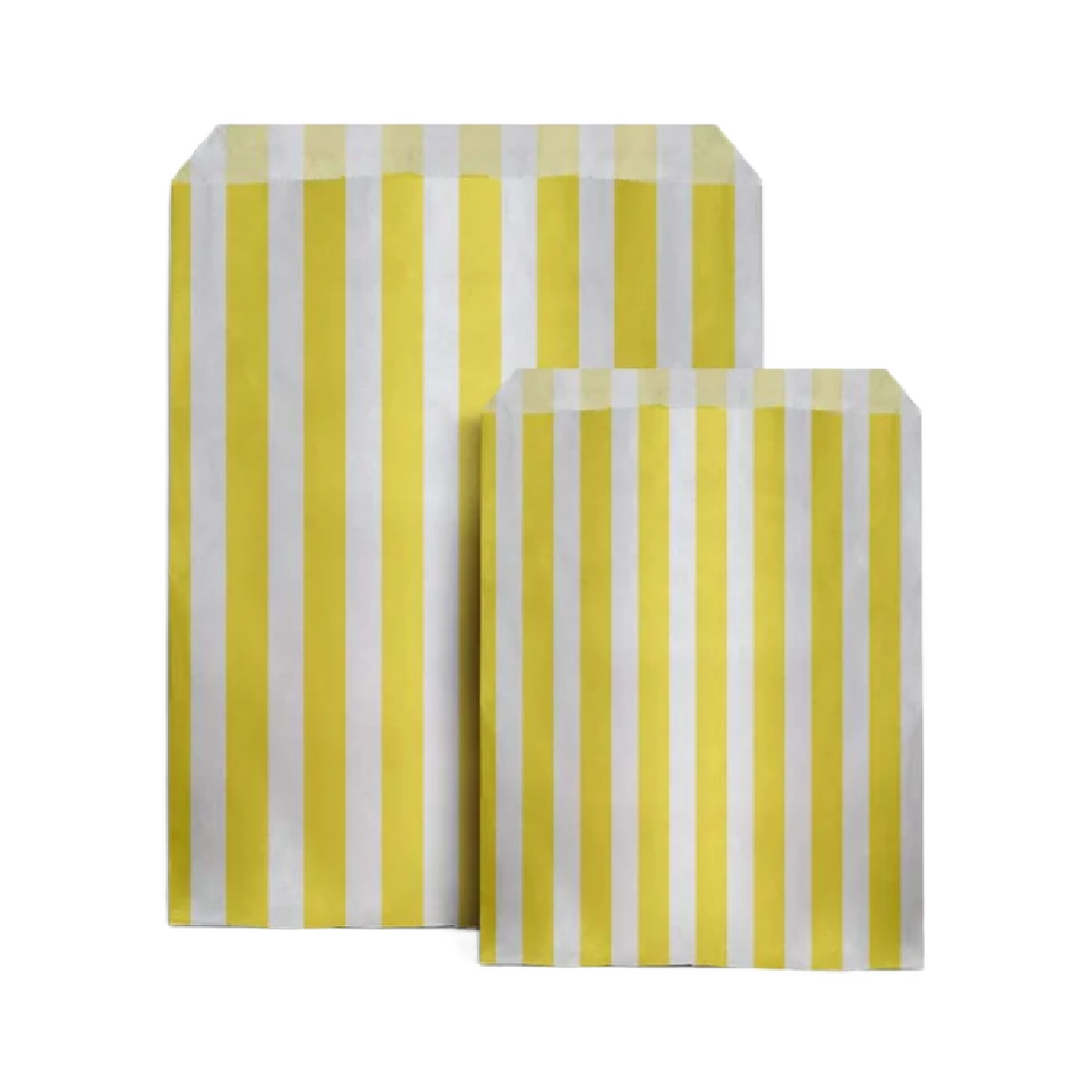 Yellow & White Paper Party Bags - Pack of 10