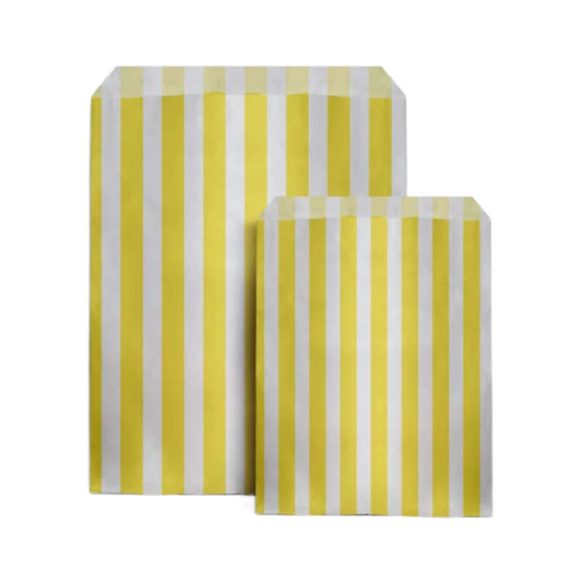 Yellow & White Paper Party Bags - Pack of 10
